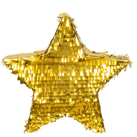Boland 30977 - Piñata Estrella dorada, 44 x 44 cm, decoración colgante, decoración para cumpleaños, fiesta temática y carnaval