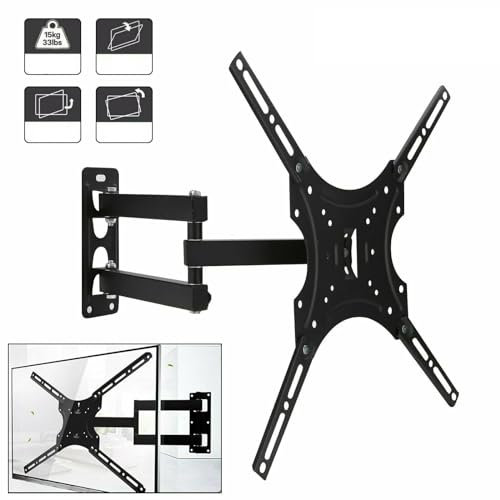 KKTECH Full Motion Universal TV Wall Mount for 14-55 Inch TVs, Wall Mount for Samsung LG Hitachi Hisense Sharp etc TV with Swivels Tilts Extending Arms, VESA 400x400mm&35KG