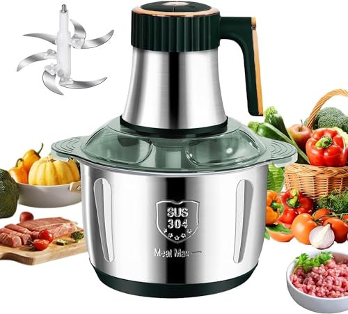 Ywmkasl Tritatutto Elettrico Mini Tritatutto Carne Elettrico 5L Con 5 Livelli di Velocità e 6 Lame in Acciaio Inox 500W Tritatutto Cucina per Carne, Verdure, Alimenti per Neonati e Frutta (verde)