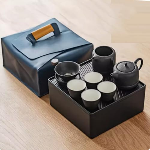 Juego de té de viaje para exteriores con tetera portátil y 4 tazas