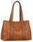 TOM TAILOR Manola Damen Shopper Umhängetasche Reißverschluss Groß Cognac Braun