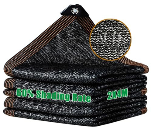 Schattennetz 2x4M, 60% Schattiernetz mit Ösen, UV Schattierungsnetz für Gewächshaus, Beschattungsnetz, Sonnenschutznetz, Sonnennetz, Pflanze Pergola Garten Terrasse Balkon Hühnerstall Hof Dach Teich