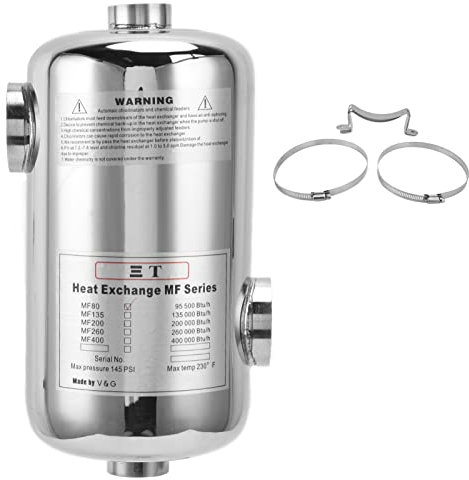 Psytfei Intercambiador De Calor para Piscinas Termostato De 25 KW Equipo De Calefacción Circulante Accesorios para Piscinas para Trabajar Mejor con Suministros Solares para Piscinas SPA 27,5x16 Cm