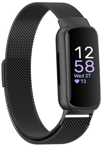 Moydolo Kompatibel mit Fitbit Inspire 3 Armband, Edelstahl-Metall-Ersatz-Armband mit Magnetverschluss Ersatzarmband Kompatibel mit Fitbit Inspire 3, Frauen Männer