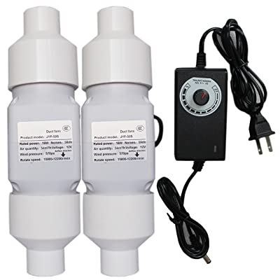 Inline Duct Fan 2 Inch 50mm Ventilation Exhaust Booster 54 CFM/H Low Noise Fan Filter Duct Kit 18W 12V Inline Duct Ventilation Fan with Super High Speed for Kitchens Attic (Color : 2 pack)