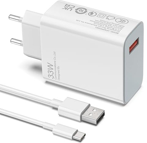 Cargador para Xiaomi,33W USB C Cargador rápido para Xiaomi Mi 13 Mi 12 Mi12Pro Mi11 11 Ultra Mi11 Lite Mi 10 Redmi Note 12 12 s 11 11 Pro 10 10 Pro Poco X4 X3 F4 G Adaptador de turbocarga
