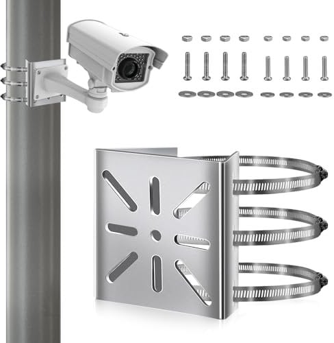 mizikuu Universelle Vertikale Masthalterung Überwachungskameras, Edelstahl Kamera Stangenhalterung mit 3 Verstellbaren Eckhalterung für Bühnenleuchten Sonnenkollektoren CCTV IP Kameras