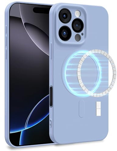 MyGadget Cover [ Compatibilita con MagSafe ] compatibile con Apple iPhone 16 Pro - Custodia in Silicone Morbido a Doppio Strato – Case con Protezione Fotocamera & Fodera Interna - Blu Chiaro