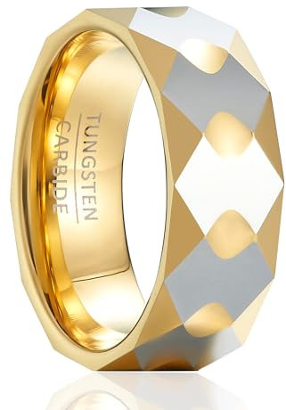 SOXEMAN Wunderschöner Wolframkarbid-Ring für Herren und Damen, modisch, glänzend, Grafik, Breite 8 mm, Y2K, böhmischer Schmuck