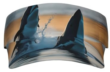 Due simpatici animali marini sport visiera parasole cappello – Uomini, donne e adolescenti, traspirante, regolabile, resistente al sudore, nero, nero, Taglia unica