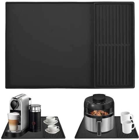 Gachiwar 2-in-1 Silikon Matte für Kaffeemaschine for Coffee - 61x40,5 cm rutschfeste Unterlage mit erhöhtem Rand & 40x19 cm Abtropfmatte – Spritzschutz, leicht zu reinigen, ideal für Küche