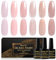 Shining She Smalto Semipermanente Unghie Glitter Jelly,6 Colori Nude Rosa Luccichio Olografico Semipermanente Unghie Soak-Off UV/LED,Trasparente Laser Effect Smalto Unghie 8ML