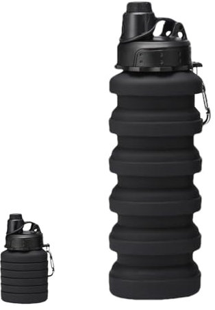 Vbnuyhim Bottiglia d'acqua ripiegabile, bottiglia d'acqua retrattile | Tazza per acqua collassabile in silicone - Borraccia sportiva pieghevole, tazza d'acqua da viaggio riutilizzabile con moschettone