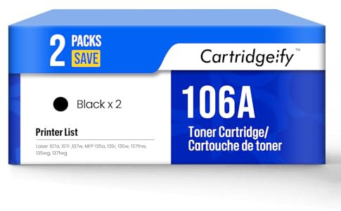 Cartridgeify 2er-Pack 106A W1106A Toner kompatibel mit HP 106A W1106A Schwarz, für HP Laser 107a, 107r ,107w, MFP 135a, 135r, 135w, 137fnw, 135wg, 137fwg Toner Mit Chip