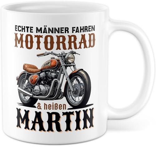 Tasse personalisierbar Biker Geschenk Echte Männer fahren Motorrad & heißen Name, Geschenkidee Motorradfahrer Biker, Kaffeetasse Freund Ehemann personalisiert Kaffee-Becher