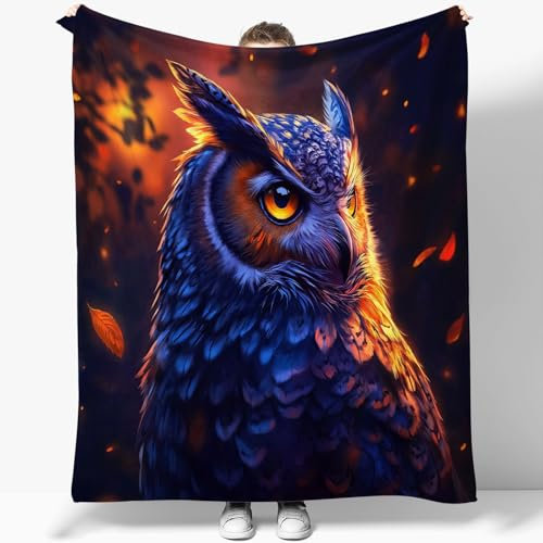 Generisch Kuscheldecke Flauschig 130 x 150 cm Fantasie Eule, Sherpa Plüsch Decke Tagesdecke Für Kinder Erwachsene, Weiche Flanell Fleecedecke Sofadecke Outdoordecke