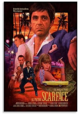Mensise Filmposter, Scarface, Vintage-Musikposter für Zimmer, ästhetische Leinwand, Wandkunst, Schlafzimmerdekoration, 30 x 45 cm