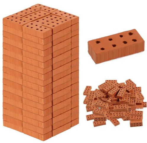 NHPY Mini Ziegel Miniatur Ziegel Mini Modellziegel Gebäude Ziegelsteine für DIY Bauen Puppenhaus Garten Ornament Haus Spielzeug Deko, 0,79 x 0,39 x 0,2 Zoll, 50 Stück