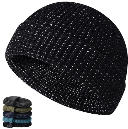 Reflective Beanie Flex Beanie 2.0 - Unisex, 2024 New Knit Beanie Reflektierende Mütze für Winter Nacht Spaziergänge, Schwarz, Einheitsgr��e