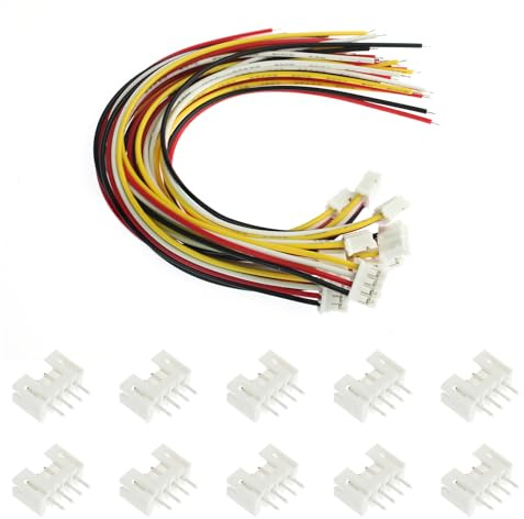 10Pcs Jst 2.0 Ph 4 Pin Connector Plug, Include 5pcs Mini 4 Pin Jst Ph2.0 Connector Plug Female with 150mm Cable Wire & 5pcs Male Micro Jst Ph2.0mm 4 Pin Connector Plug