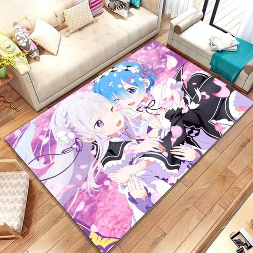 KIDSLOVE Anime Teppich, Anime-Mädchen Teppich Wohnzimmer 160x230cm Schlafzimmer Kinderteppich Cartoon Mädchen Kinderzimmer, Weihnachtsdekoration (6,120x180cm)