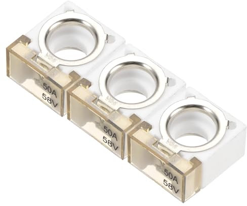 sourcing map 3 Pcs 50A Terminal Block Fuse, 58V DC Marine Rated Battery Fuse and Terminal Block, for the Circuit Protection of Automobiles RVs Cranes Ships Charging