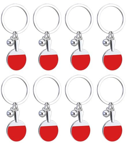 CVDYWDJIE Porte-Clés De Tennis De Table 8 Pièces, Porte-Clés en Métal Simulé, Porte-Clés D'Éléments Sportifs, Porte-Clés Créatifs, Porte-Clés Décoratifs