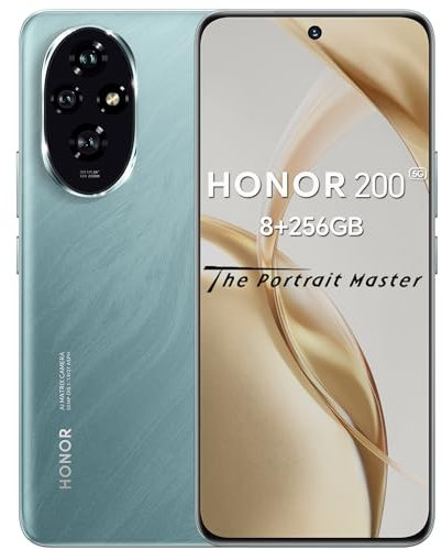 HONOR 200 Smartphone 5G, Simlockfrei Android-Handy ohne Vertrag (256GB/8GB RAM, 5200 mAh, 6,7 Zoll AMOLED Display, 50-MP-Dreifach-Hauptkamera, Android 14, Dual SIM, NFC), Emerald Green