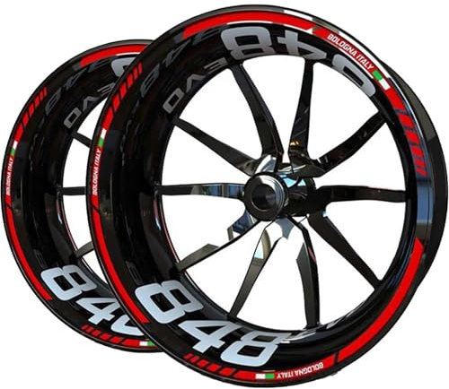 ZWBHNB Adesivo Bordo Ruote Kit Adesivi per Cerchi Moto per Ducati 848 Evo Kit Adesivi per Cerchi Set di Cerchi E Pneumatici Adesivi Decalcomanie Ruote(Colore 1)