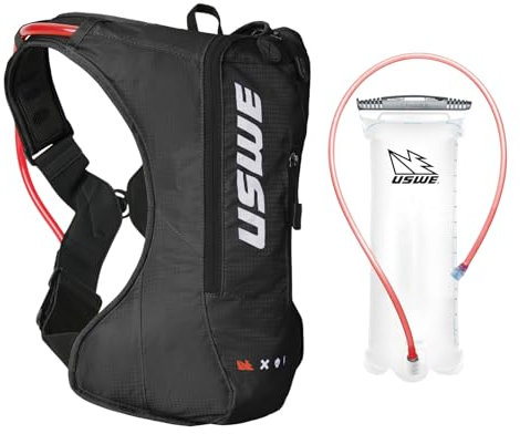 USWE Outlander Moto Trinkrucksack, Laufen, Wandern, Trinkrucksack mit Wasserblase, Hydropack für Damen und Herren, Rucksackausrüstung und Ausrüstung für Radfahren, MTB (Schwarz, 4L)
