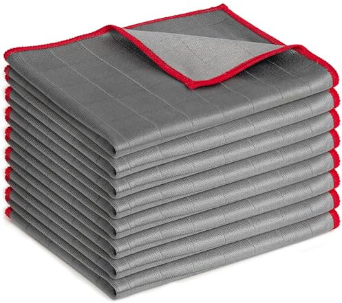 8 Stück Fensterputztücher Carbon Tücher, Fenstertuch Streifenfrei aus Mikrofaser - Für kristallklare Reinigung von Fenstern, Glas, Spiegeln, Bildschirmen & Allen glatten Oberflächen (Schwarz, 30x40cm)