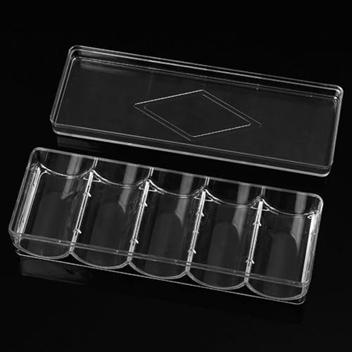 Bandeja de fichas de , juego de fichas de de denominación, pantalla de fichas de de 5 rejillas, 100 bandejas de acrílico transparente, caja de almacenamiento para póqueres para el