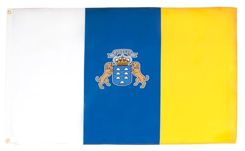 AZ FLAG Lote de 10 banderas canarias – 90 x 60 cm – Bandera de Canarias – España 100% poliéster con ojales metálicos integrados
