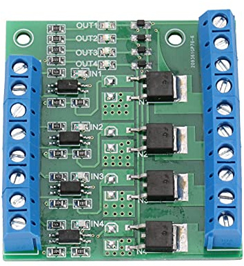 Akozon PWM 4-Kanal-MOSFET-Modul-SPS-Verstärker-Treiber, 3-20 V PWM-Steuerung, 3,7-27 V DC-Ausgang, Unterstützung 10a, Isoliertes Signal für Motoren, LEDs und Mehr