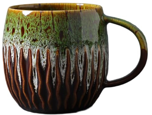 Uxsjakjsd Teetasse-Kaffeetasse-Handgefertigter Look Keramiktasse Große Größe, Mikrowellen- und Spülmaschinenfest A