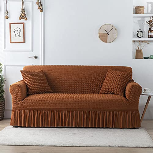LuxurySofa CoverElastic Slipcover with Skirt Protective Furniture Cover for Sofa Stylish Yellow for 90-140cm (Square)