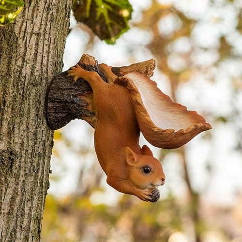 HotAnt Gartendeko - Eichhörnchen – Tierfigur aus Polystone – Handbemalt – Frosthart – Garten Zubehör für Draußen