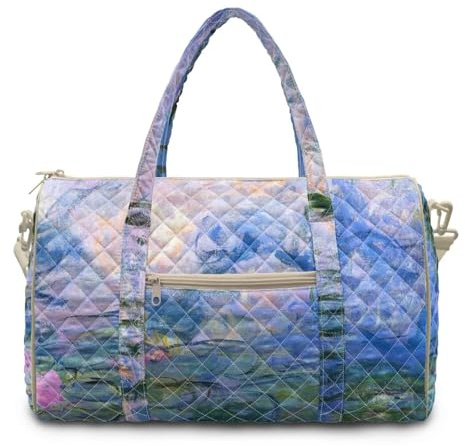 Urndoeng Water Lilies Pattern Gym Bag for Women, Lightweight Quilted Duffle Bag Travel Bag, Weekender Overnight Bag Diaper Hospital Dance Bag for Travel, Gym