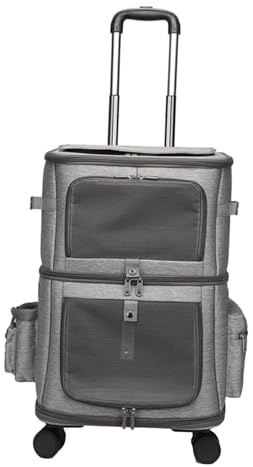 diwedaso Trolley Koffer mit Zwei Fächern – ideal für Outdoor Aktivitäten mit kleinen Hunden oder Kätzchen. Doppellagige Haustier Trolley