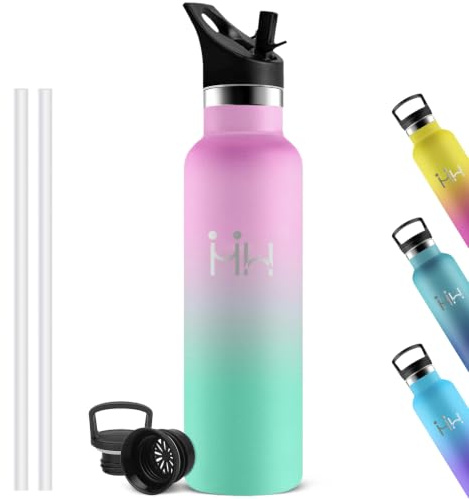 Grsta Botella Agua Acero Inoxidable 1 litro, sin BPA, A Prueba de Fugas