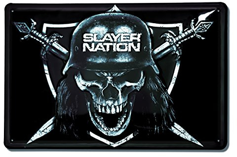 Logoshirt® Slayer Nation Blechschild I Metall-Schild mit spektakulärem Retro-Motiv in 3D I 30x20cm großes Slayer Nation Retro-Schild I langlebiger Druck & lizenziertes Originaldesign