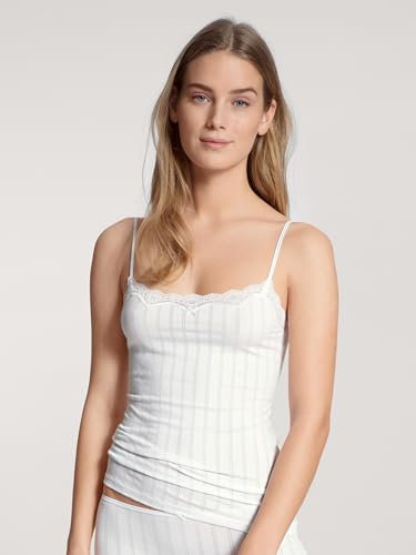 CALIDA Etude Toujours Spaghetti-Top Damen, verstellbare Träger, edle Nadelstreifen-Optik, mit Swiss+Cotton-Gütesiegel