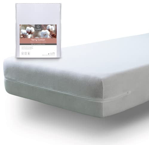 Tural Protège Matelas 120 x 200 x 30 cm Absorbante, Tissu Stretch, Certifié Oeko TEX, Housse de Matelas Élastique et Silencieux avec Fermeture Éclair, Blanc