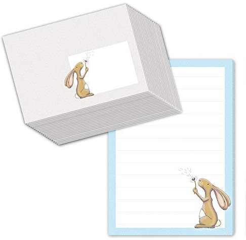 Schreibblock/Briefblock HASE HAMLET DIN A5 (liniert 50 Blatt) inklusive 20 passenden Umschlägen/Briefpapier für Kinder/Briefpapier Set Kinder
