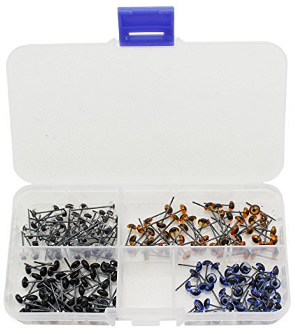 200 Stück Mini Glas schwarz/blau/Bernstein/klar Augen-Kits für Spielzeug Teddy Puppets Puppen Wolle filzen Crafts