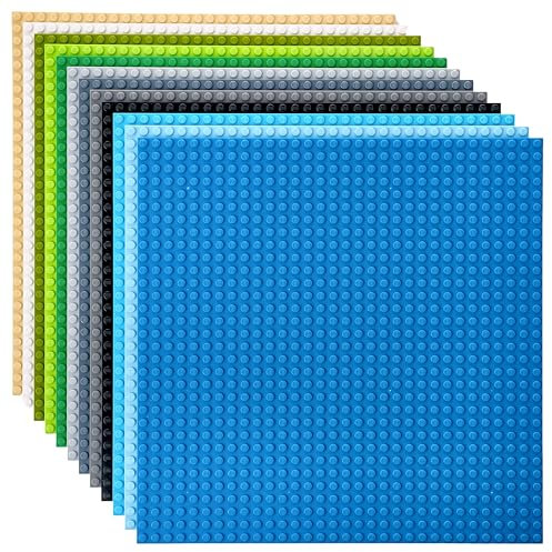 Strictly Briks Classic Stackable Baseplates, for Building Bricks, Bases for Tables, Mats, and More, Compatible with LEGO Blocks, Compatible with LEGO Base Plates, Nature Colors, 12 Pack, 25x25 cm