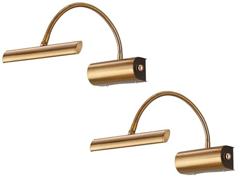 Modern 2-pack LED-bildsats med flexarm i gammal mässing – dimbar över vriddimmer!