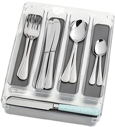 WENKO Besteckkasten 5 Fächer für jede handelsübliche Schublade geeignet Transparent