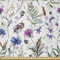 ABAKUHAUS Distel Stoff als Meterware, Aquarell-Wildblumen, Microfaser Multi Zweck Dekostoff für Kunsthandwerke, 3M (230x300cm), Weiß und Lila