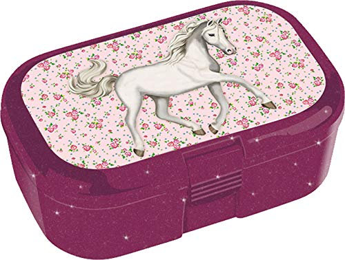 Glitzer-Lunchbox * LUNABELLE Pferde * für Kinder von Lutz Mauder | 10806 | Perfekt für Pferde-Fans | Snackbox in Größe: 10,5 x 4,2 x 6,6cm | Brotzeitbox Brotzeit Schule Grundschule Einschulung